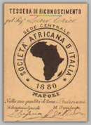 membership card from the Societa Africana D'Italia